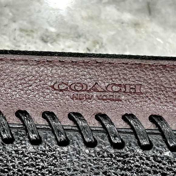 Coach Authentic Sport Calf Leather Whip Stitched Brown/Black Wallet - Picture 6 of 12